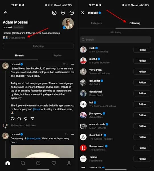 How to See Someone’s Following List on Threads